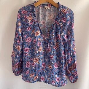 Arnhem Juliette Blouse - Bluebelle Floral Blue and Pink Women's Top